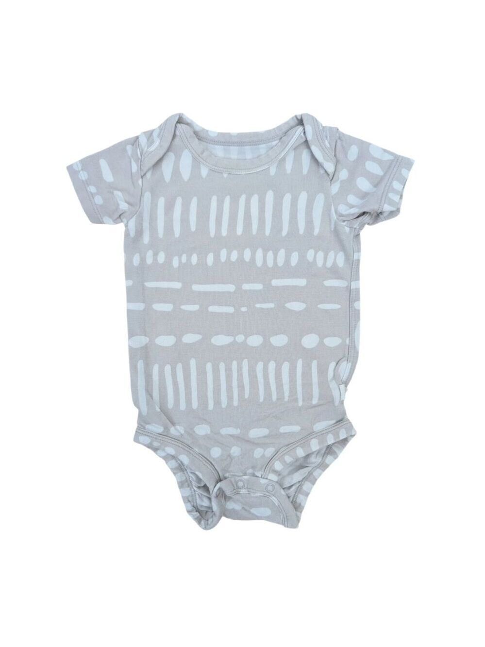 Loulou Lollipop Short Sleeve Tan & White Onesie 0-3m